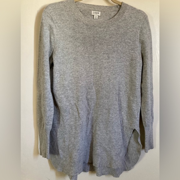 🌞J.Crew Gray Wool Blend Long Sleeve Scoop Neck Hi-low Sweater #P - Picture 1 of 7